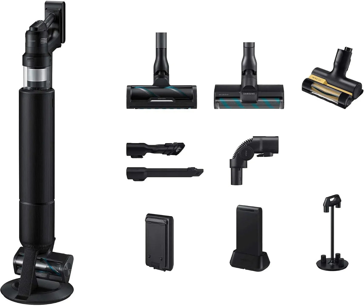 Samsung VS90F40EEK/WD Staubsauger, 400 W, schmal, Schwarz, Active Dual & Slim LED+ Bürste, Bespoke AI Jet Ultra Akku+ CompleteClean, 2 Akkus